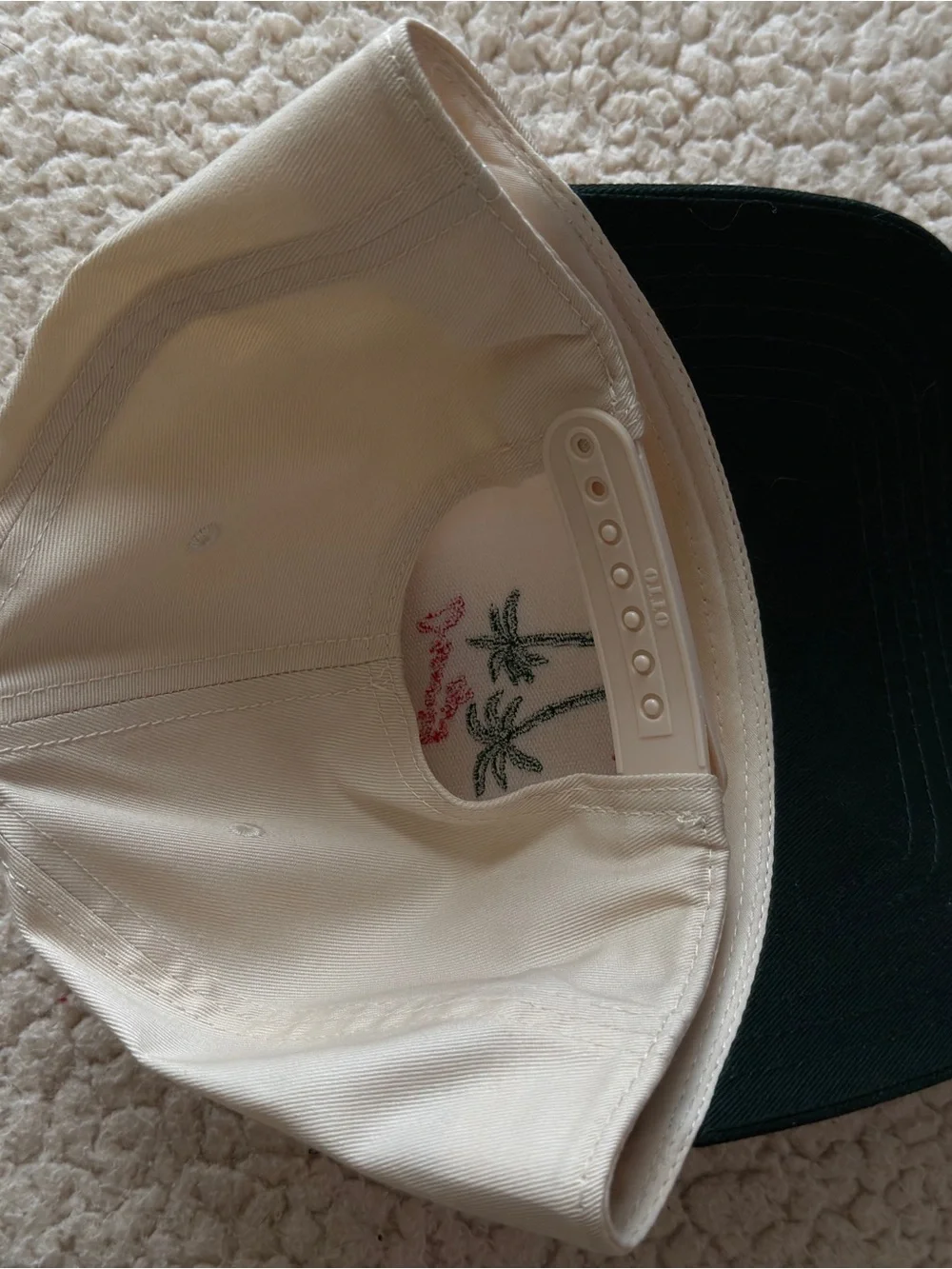 Cream & green dreaming of a slow life Embroidered trucker hat